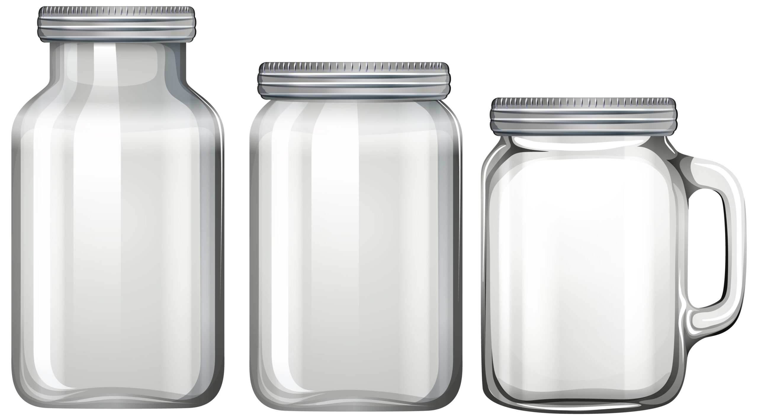 Empty glass jar on white background illustration